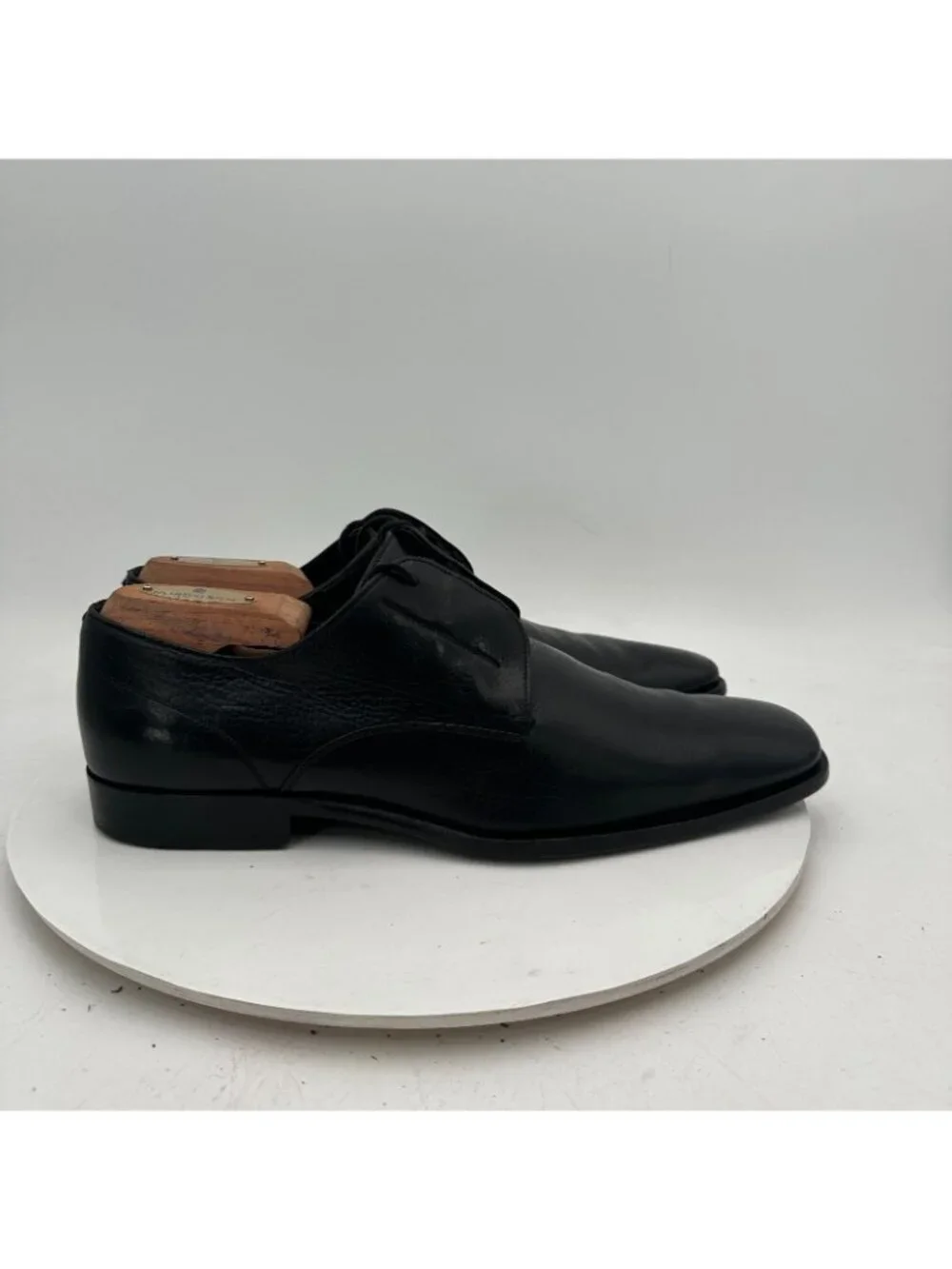 Gucci Men Size UK 8D US 8.5 Black Leather Plain Toe Derby Dress Shoes